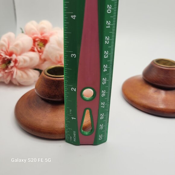 Vintage Pair Wood Turned Candleholders MCM Small Candlesticks - Picture 13 of 14
